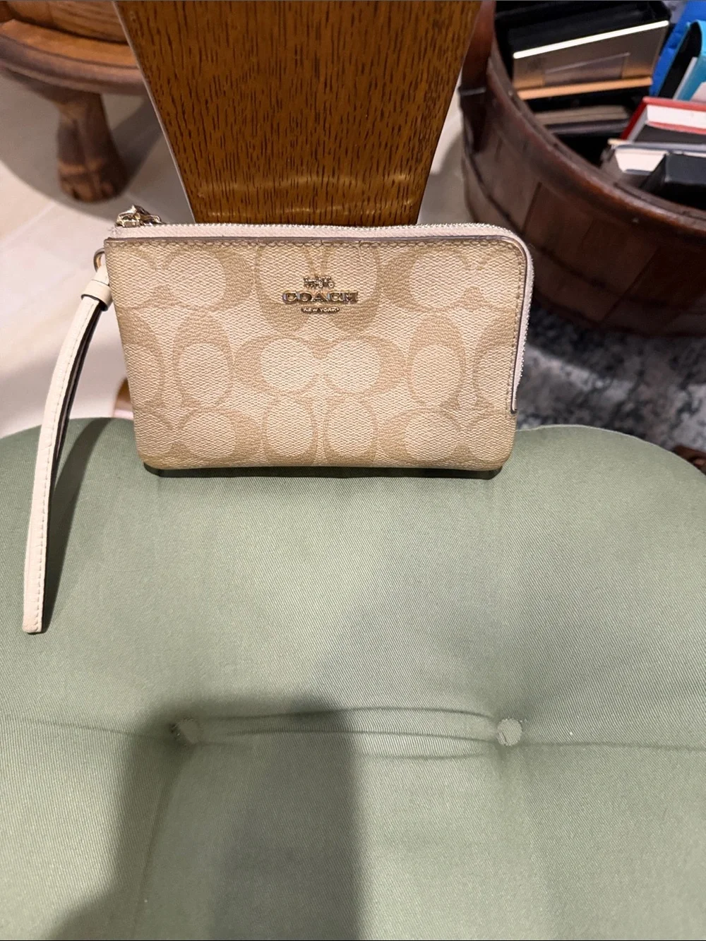 Coach Signature Canvas Wristlet in Beige 6 1/2 x 3 1/2 APX